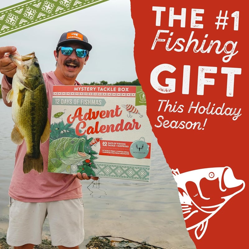 Catch Co Mystery Tackle Box 12 Days of Fishmas Advent Calendar – Bass Fishing Lure Gift Set with 35 baits & lures including 10 Premium Baits, Holiday Decal & Meateater Trivia Pack - Image 2